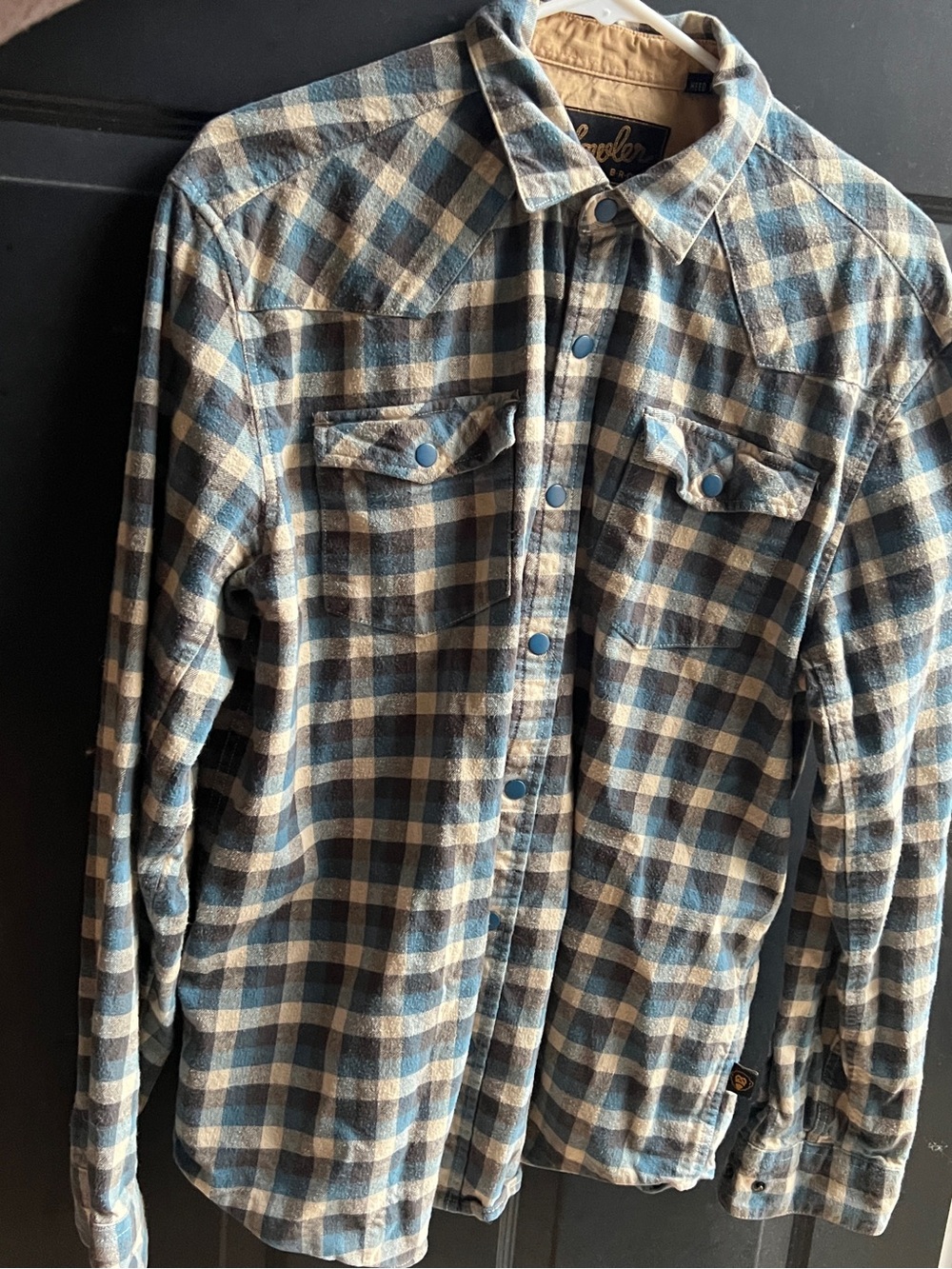 Howler Brothers Blue and Cream Plaid Button-Front Shirt